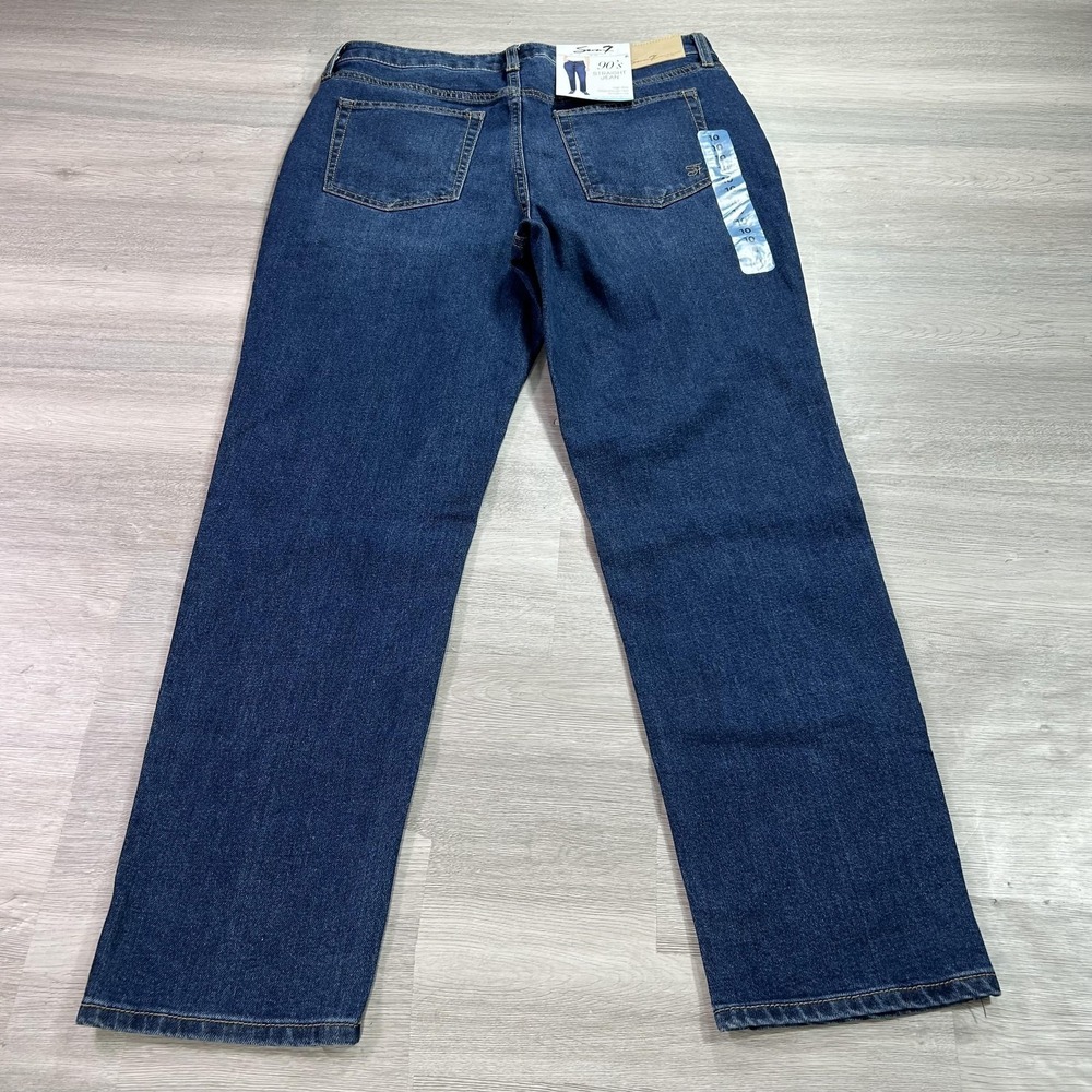 NEW Seven7 90s Straight Jeans Womens 10 Blue High Rise Stretch Denim 34x29